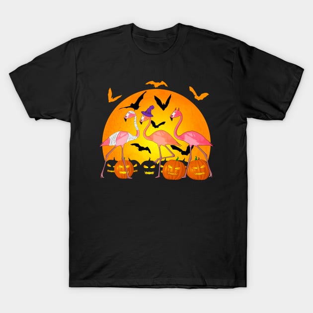 Happy Halloween Funny Flamingo T-Shirt by Packrat